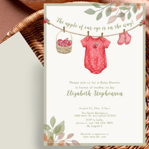 Apple Of Our Eye Autumn Clothesline Baby Shower Invitation
