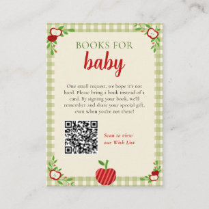 Apple of Our Eye Baby Shower Books Request QR Code Enclosure Card