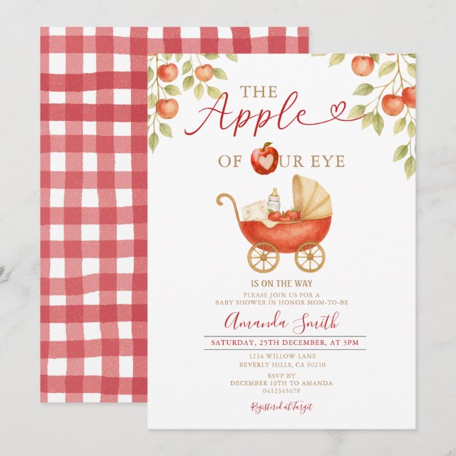 Apple of our Eye Baby Shower Carriage Invitation  (Front/Back)