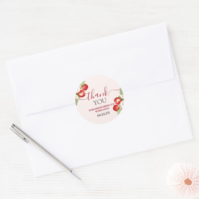 Apple of Our Eye Baby Shower Classic Round Sticker (Envelope)