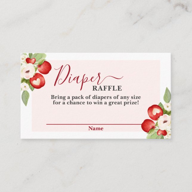 Apple of Our Eye Baby Shower Diaper Raffle Card (Front)