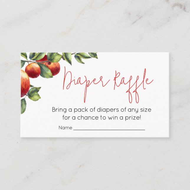 Apple of Our Eye Baby Shower Diaper Raffle Enclosure Card (Front)