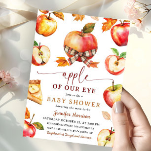 Apple of Our Eye Baby Shower Fall Gingham Invitation