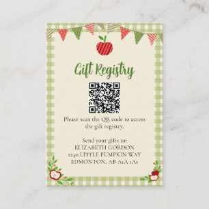 Apple of Our Eye Baby Shower Gift Registry QR Code Enclosure Card