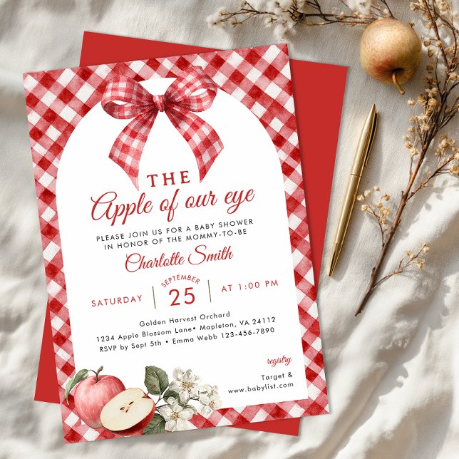 Apple of Our Eye Baby Shower Invitation (Apple Themed Baby Shower Invite)