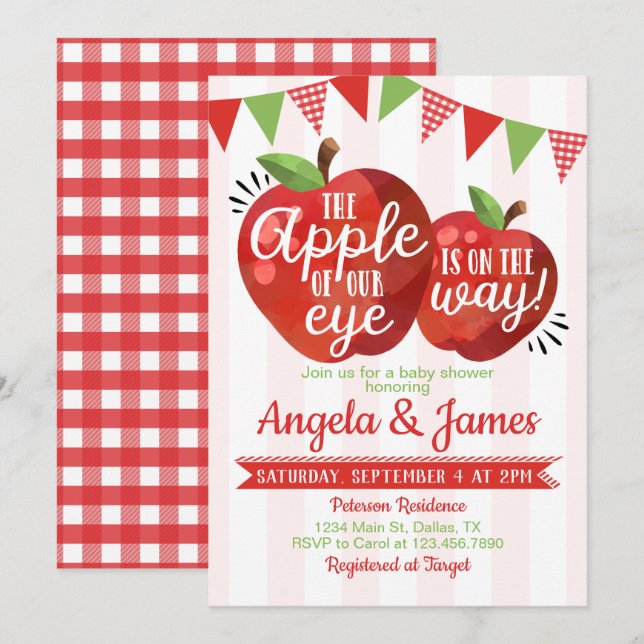 Apple of our Eye Baby Shower Invitation Invite (Front/Back)