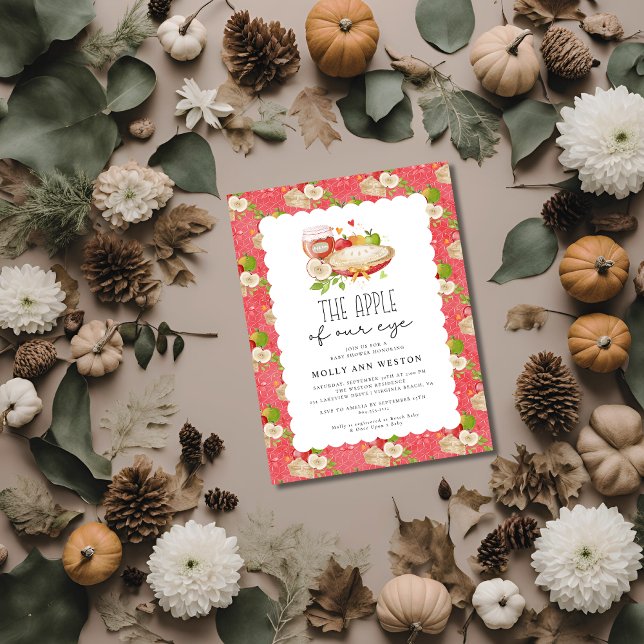Apple of Our Eye Baby Shower Invitation Postcard (Apple of our Eye Baby Shower Postcard Invitation)