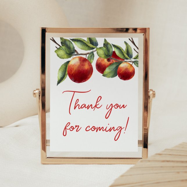Apple of Our Eye Baby Shower Thank you for Coming Poster (Red Apple Baby Shower Thank you for Coming Sign)