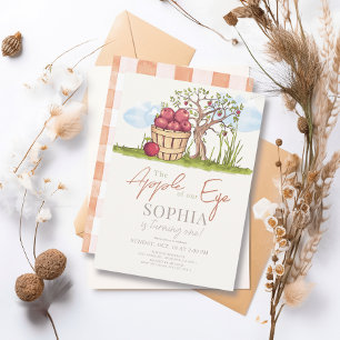 Apple of our Eye Basket & Tree 1st Birthday Invitation