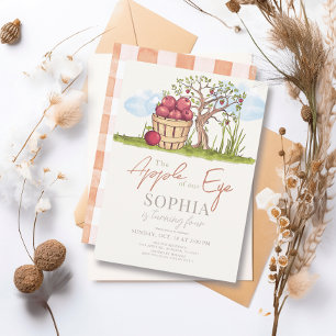 Apple of our Eye Basket & Tree Birthday Invitation