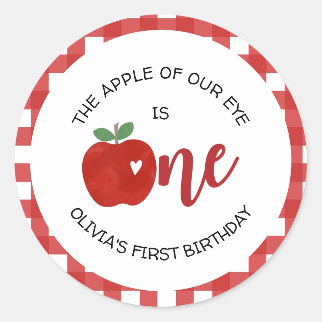 Apple of our eye birthday classic round sticker (Front)