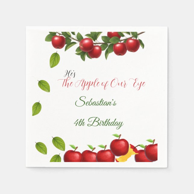 Apple of Our Eye Birthday Party Napkin (Front)