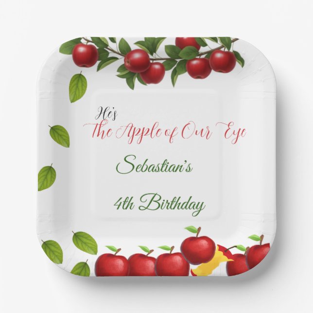 Apple of Our Eye Birthday Party Plates (Front)