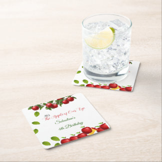 Apple of Our Eye Birthday Party Square Paper Coaster