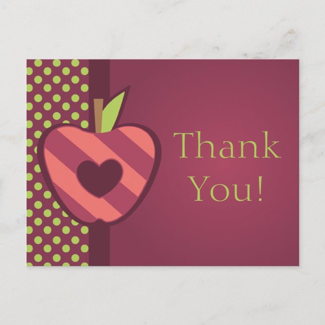 Apple of Our Eye Birthday Party Thank You Postcard (Front)