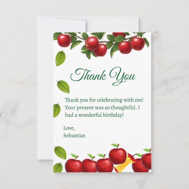 Apple of Our Eye Birthday Thank You Card (Front)