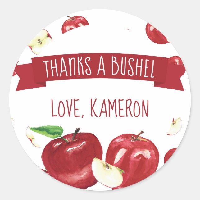 Apple of Our Eye, Birthday Thank You Classic Round Sticker (Front)