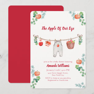 Apple Of Our Eye Botanical Clothesline Baby Shower Invitation