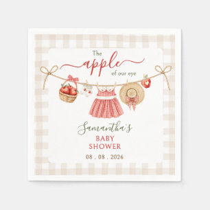 Apple Of Our Eye clothesline gingham Baby Shower Napkin