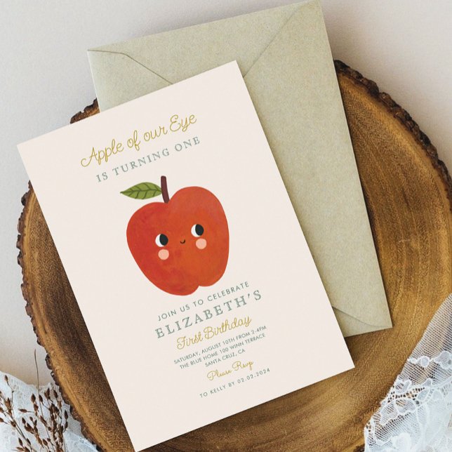 Apple of our eye cute Apple 1st Birthday Invitation (Creator Uploaded)