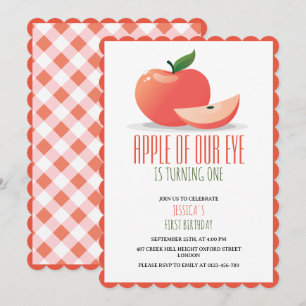 Apple of our Eye Cute First Birthday Invitation