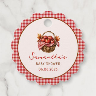 Apple Of Our Eye Fall Baby Shower red gingham Favour Tags