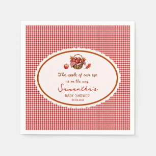 Apple Of Our Eye Fall Baby Shower red gingham Napkin