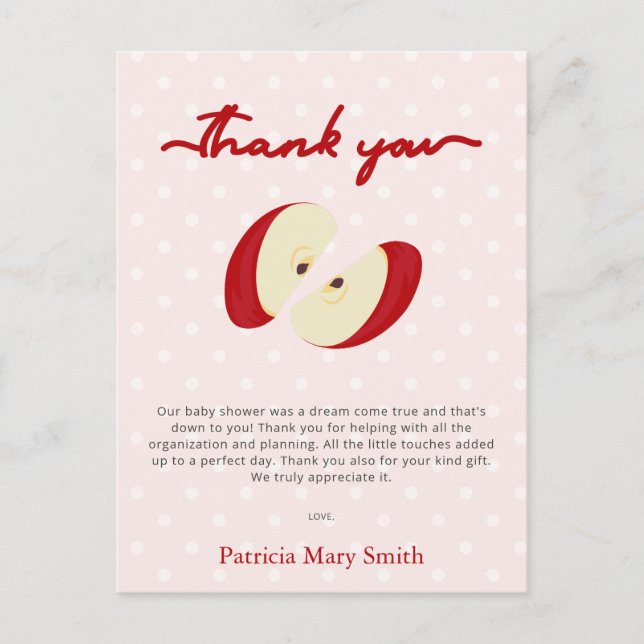 Apple of our Eye Fall Baby Shower Thank You Postcard (Front)