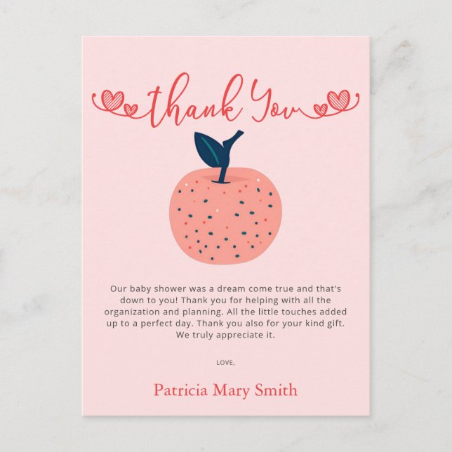 Apple of our Eye Fall Baby Shower Thank You Postcard (Front)