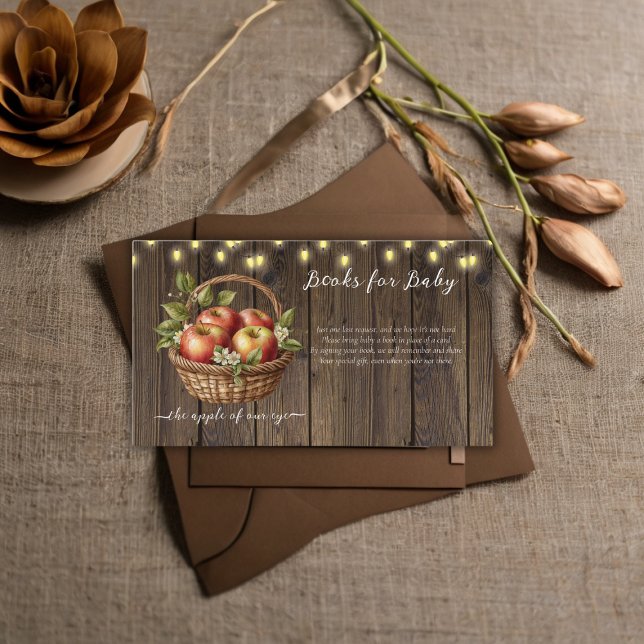 Apple Of Our Eye Fall Floral Wood Baby Shower Enclosure Card (Creator Uploaded)