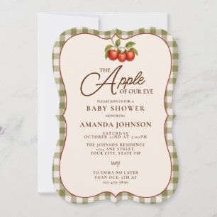 Apple Of Our Eye Fall Gingham Baby Shower Invitation