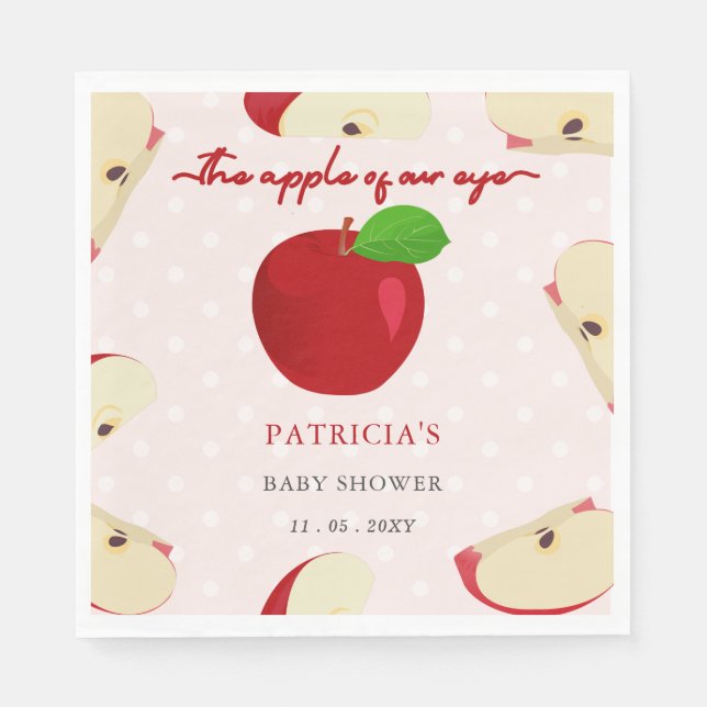Apple of Our Eye Fall Girl Baby Shower Napkin (Front)