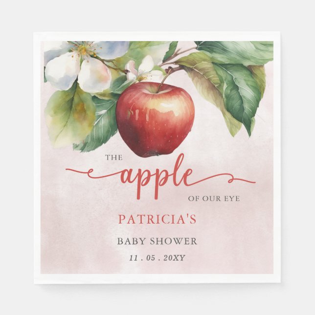Apple of Our Eye Fall Girl Baby Shower Napkin (Front)