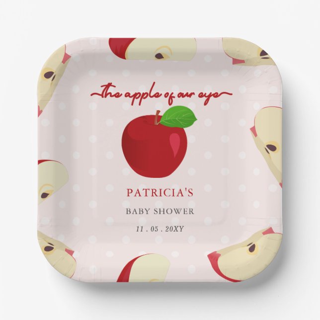 Apple of Our Eye Fall Girl Baby Shower Paper Plate (Front)