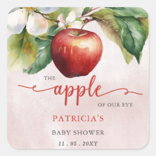 Apple of Our Eye Fall Girl Baby Shower Square Sticker