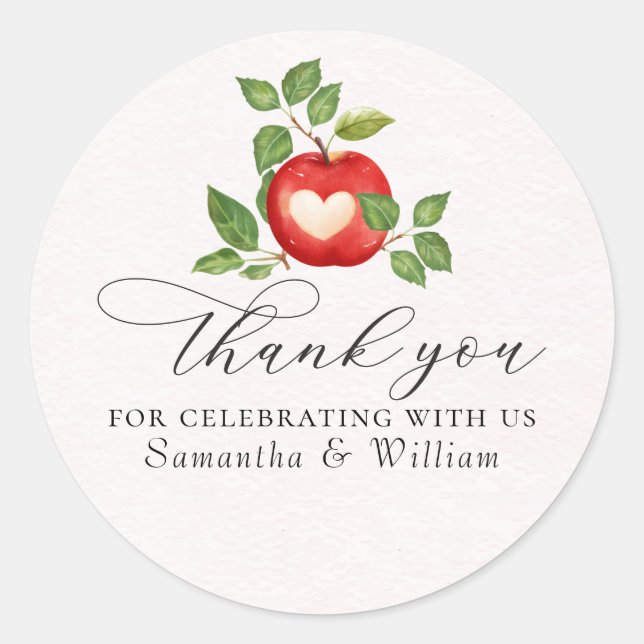 Apple Of Our Eye Fall Harvest Rustic Baby Shower Classic Round Sticker (Front)