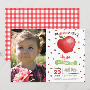 Apple of Our Eye First Birthday Invitation w/Photo