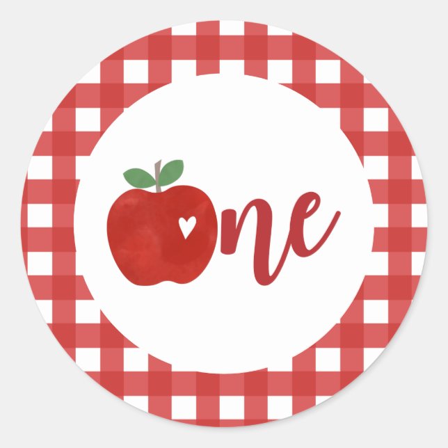 Apple of our Eye first birthday Paper Plates Class Classic Round Sticker (Front)