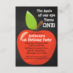 Apple of our Eye First Birthday Party Invitation