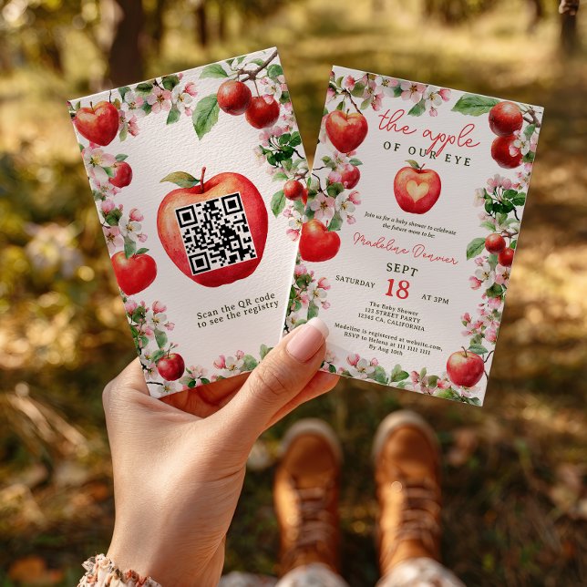 Apple of Our Eye Floral Orchard Qr Baby Shower Invitation (Apple of Our Eye Floral Orchard Qr Baby Shower Invitation)