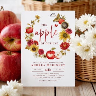 Apple of Our Eye Floral Wreath Fall Baby Shower  Invitation
