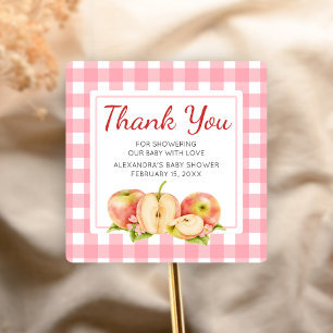 Apple of Our Eye Gingham Baby Shower Square Sticker