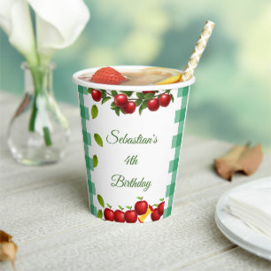 Apple of Our Eye Gingham Birthday Cups