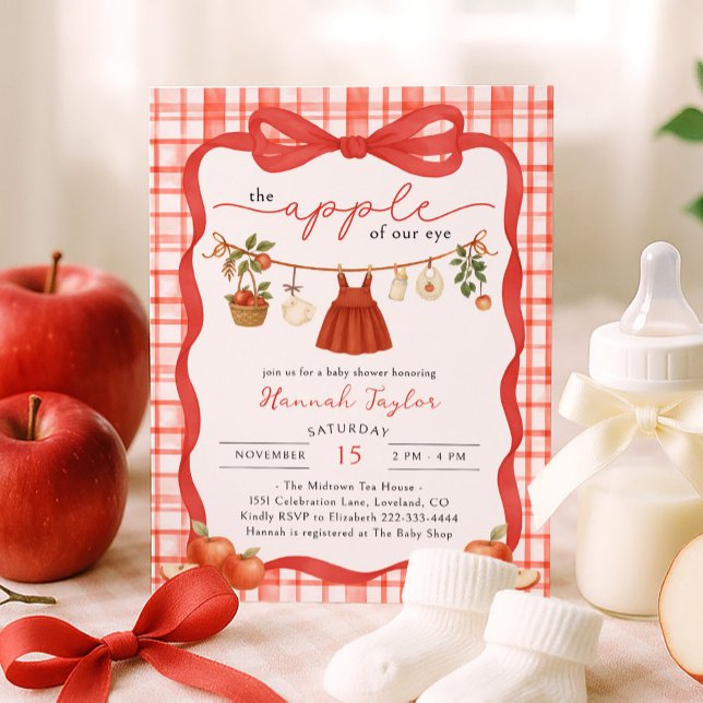 Apple of Our Eye Girl Baby Shower Invitation (Creator Uploaded)