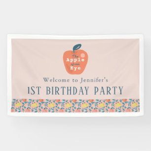Apple of our Eye Girl Pink 1st Birthday Welcome Banner