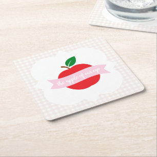 Apple Of Our Eye Girls Birthday Square Paper Coaster