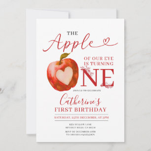 Apple of Our Eye is turning one Birthday Gingham Invitation