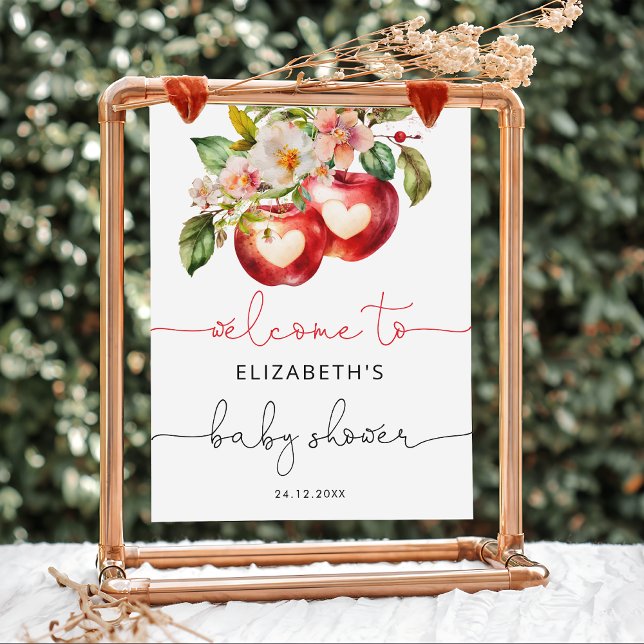 Apple of Our Eye Modern Baby Shower Welcome Poster (Creator Uploaded)