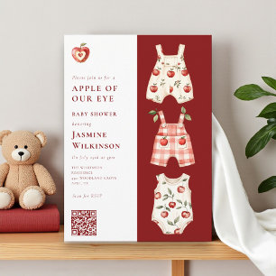 Apple of Our Eye modern watercolor  QR code Invitation