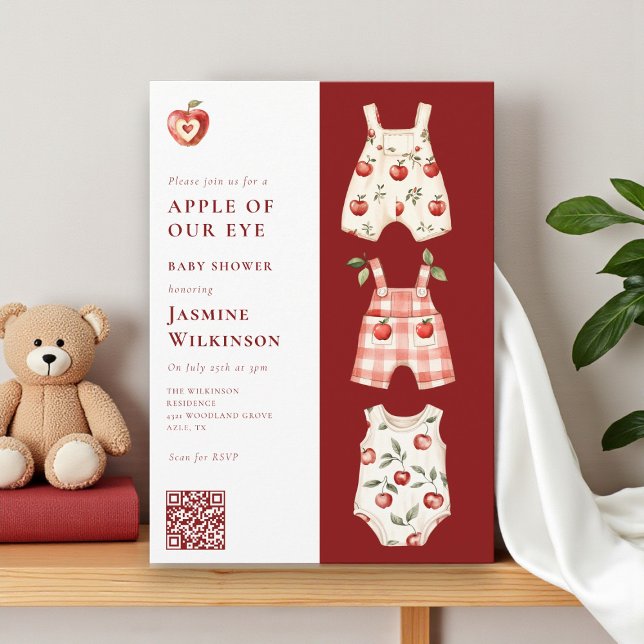 Apple of Our Eye modern watercolor  QR code Invitation (Creator Uploaded)